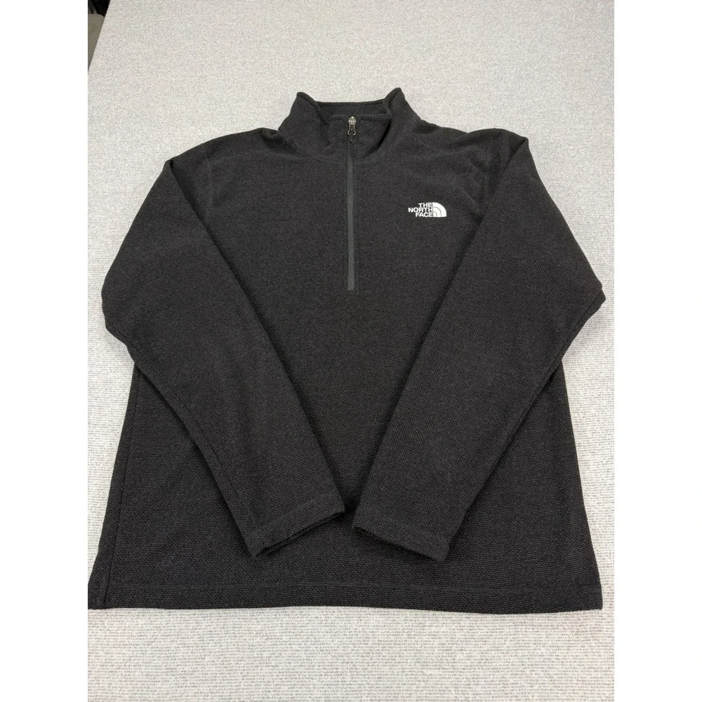 The North Face Mens Large Charcoal Grey Quarter Zip Fleece Pullover Sweater